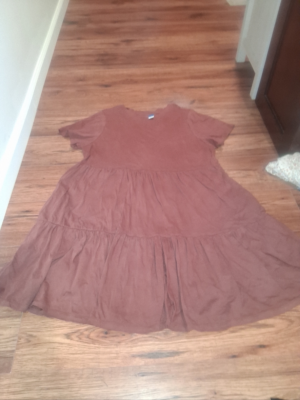Old Navy Rust Brown/Orange Tiered Short-Sleeve Mini Dress
